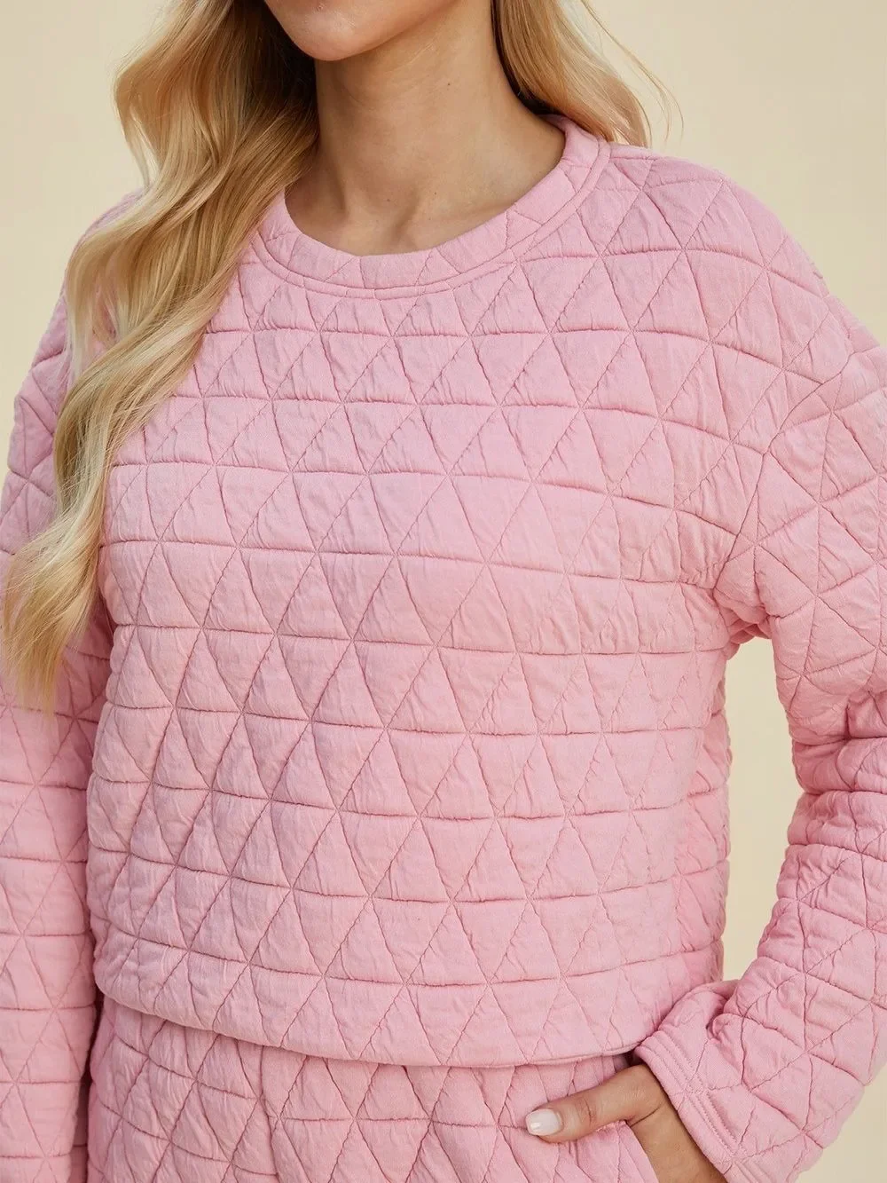 Quilted Pink Lounge Short Set - Women's Matching Sets Sz 1X [14/16]